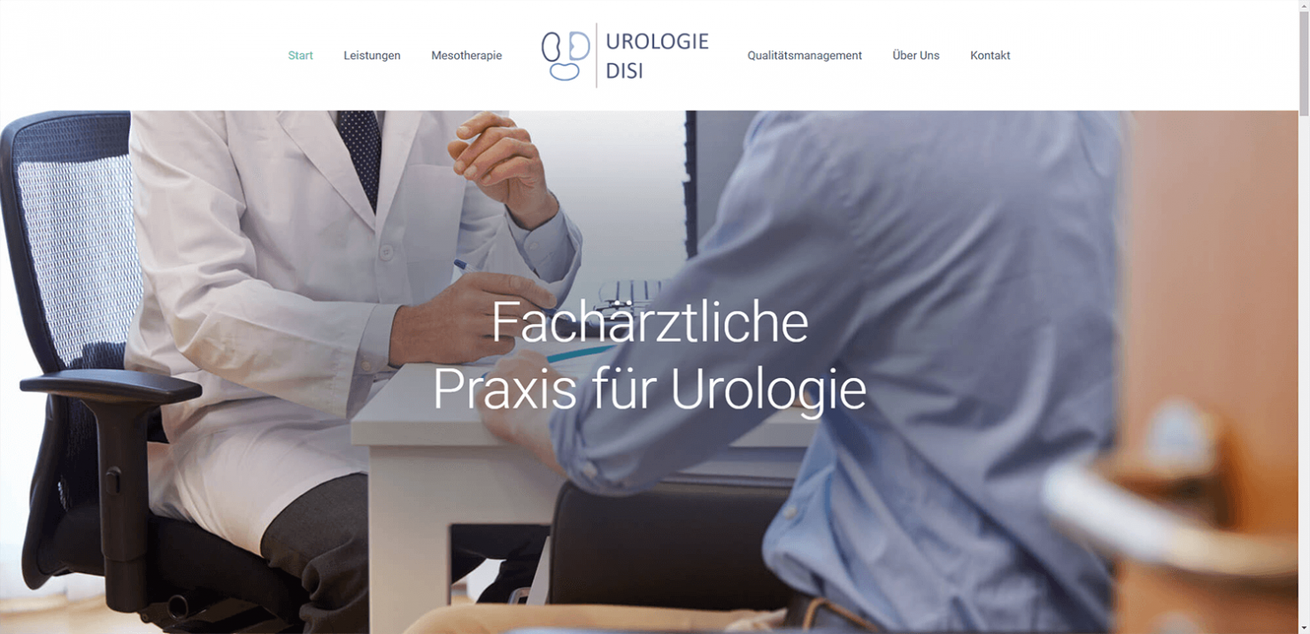 Screenshot der Website von Urologie Disi