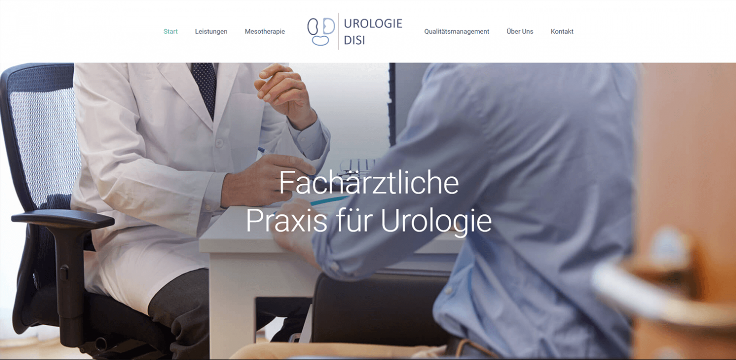 Screenshot der Website von Urologie Disi