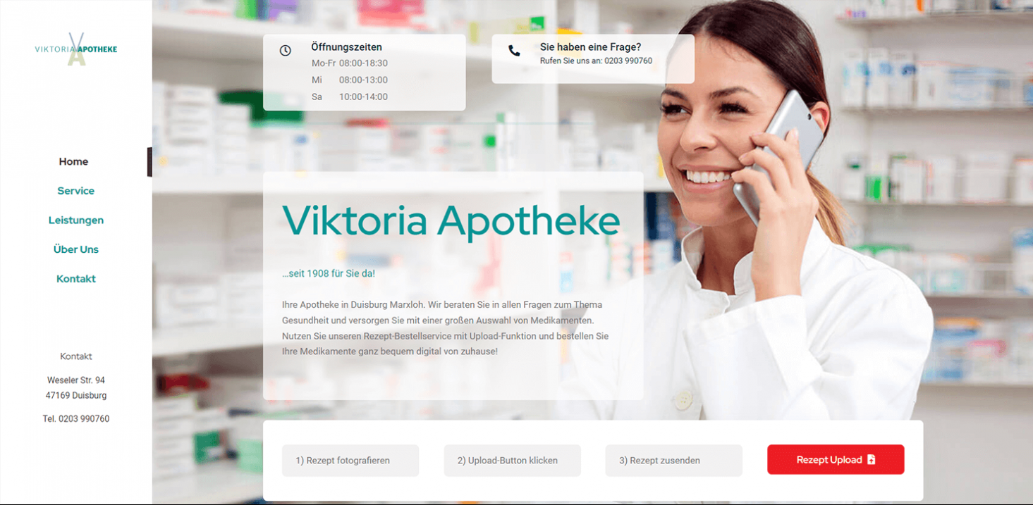 Screenshot der Website von der Viktoria Apotheke