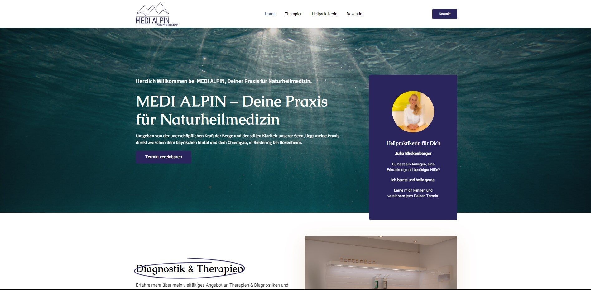 Screenshot der Website von Medi Alpin