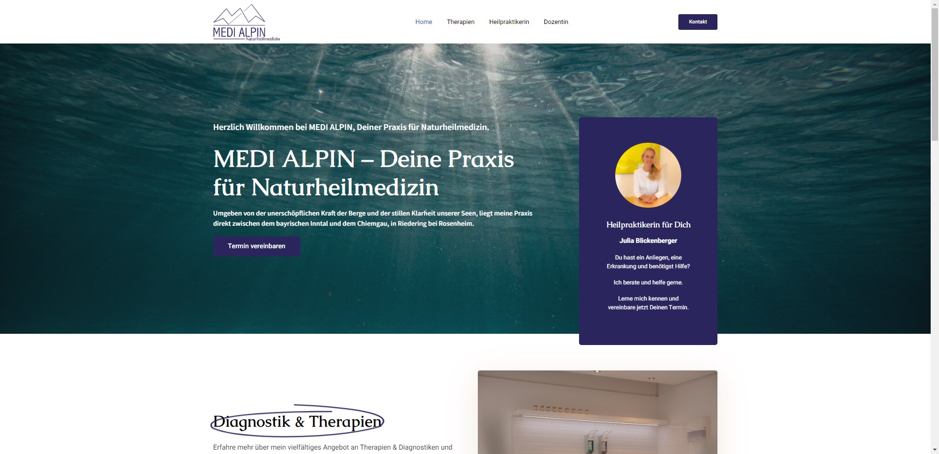 Screenshot der Website von Medi Alpin