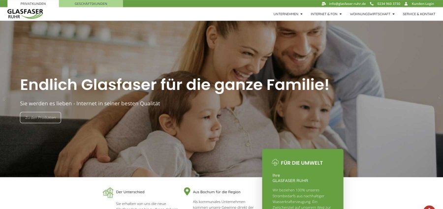 Glasfaser Ruhr Webseite