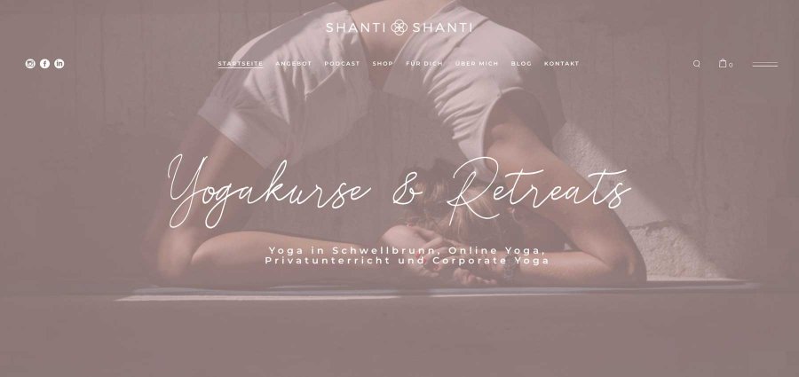 Shanti Yogakurse Webseite