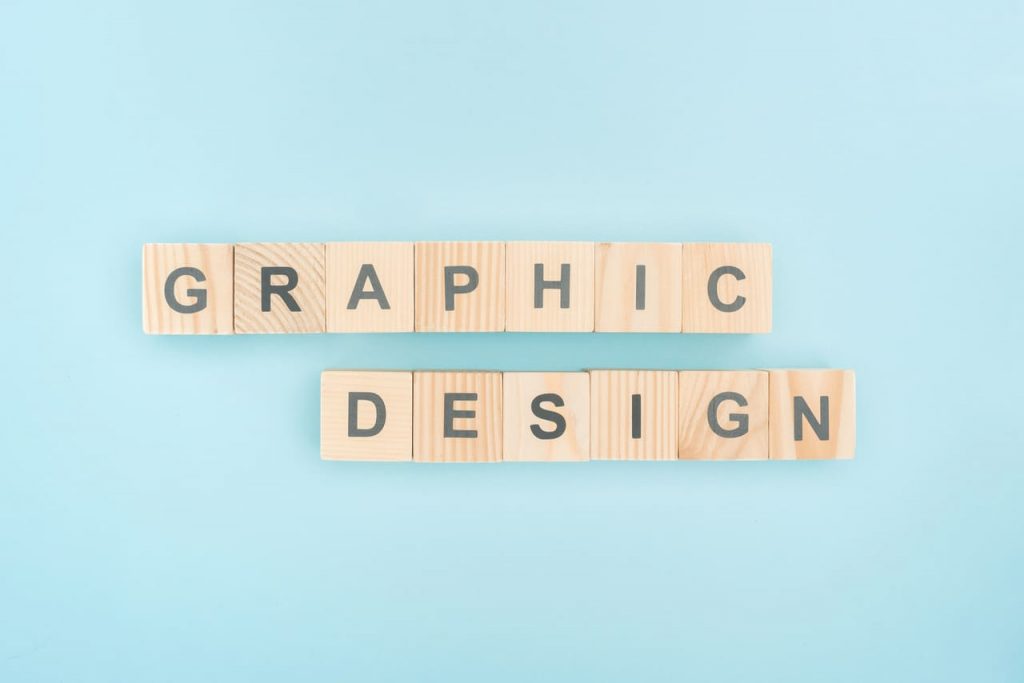 Holzblöcke buchstabieren "Graphic Design".